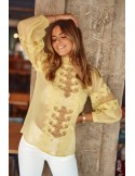 Women\'s chiffon blouse with lace, yellow 9131 - Online store - Boutique